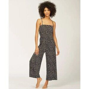 BILLABONG Women Try Me Jumpsuit Cropped Wide Leg Polka Dots Sz S Black 80-22
